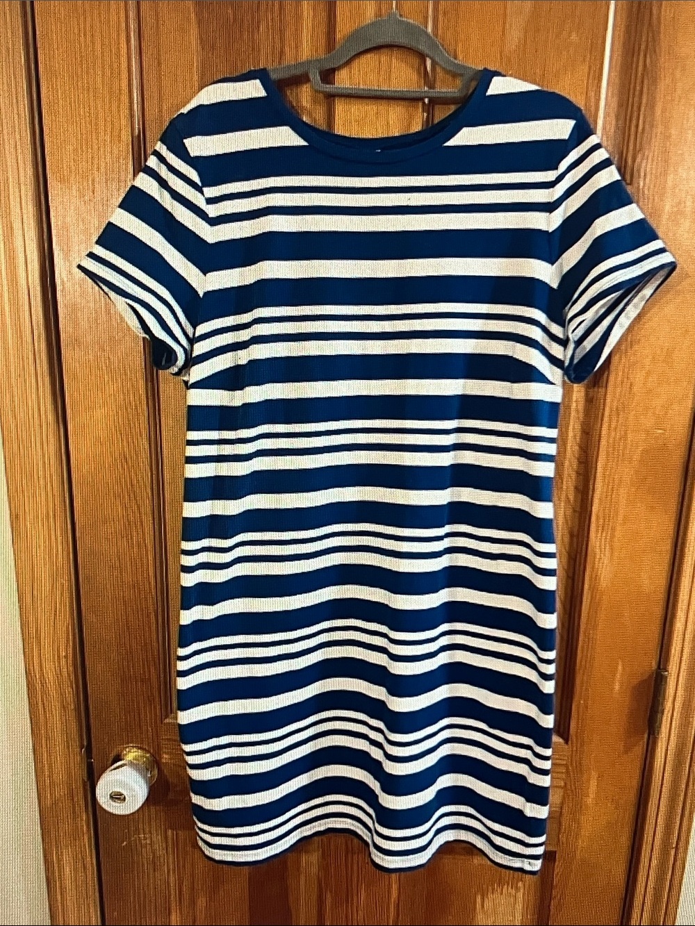 Old Navy Navy and White Striped T-Shirt Dress